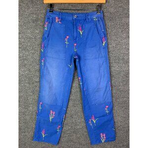 Pilcro Anthropologie Blue Embroidered Floral The Roamer pants Size 25